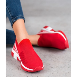 SHELOVET Durchbrochene Slipony Mode weiß rot 1