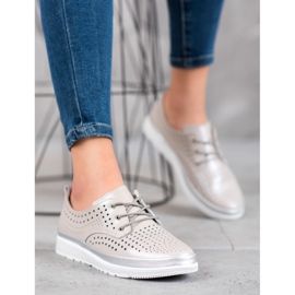 Filippo Durchbrochene Lederstiefel braun grau 2