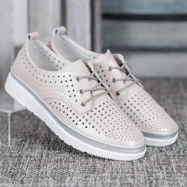 Filippo Durchbrochene Lederstiefel braun grau 1