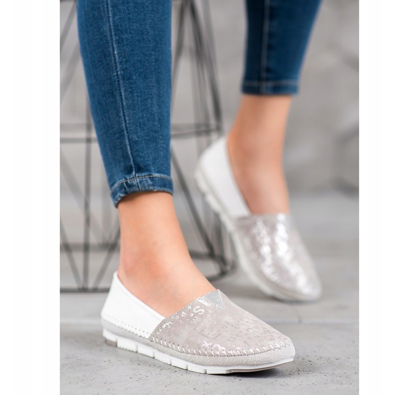 Filippo Slip-On-Schuhe aus Leder rosa grau 2