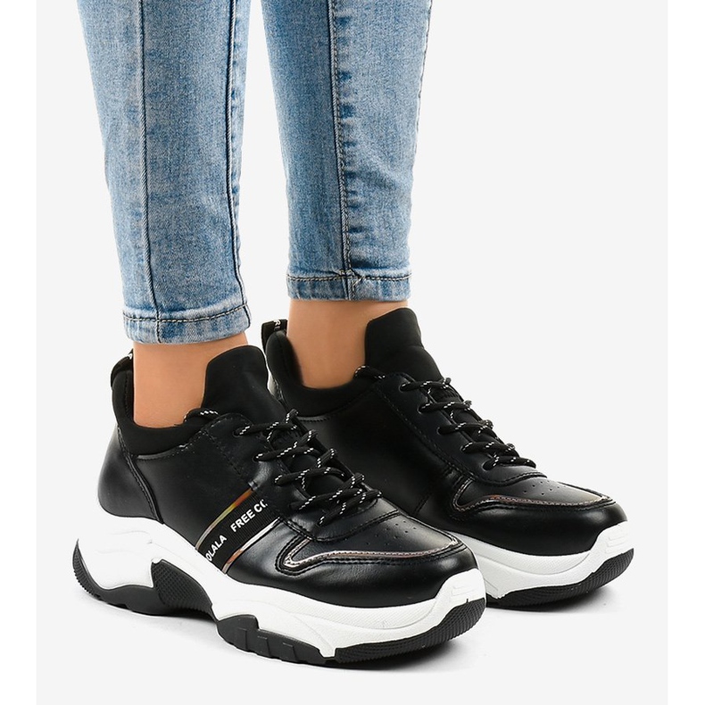 Modische Sneaker aus Öko-Leder B0-189 schwarz 1