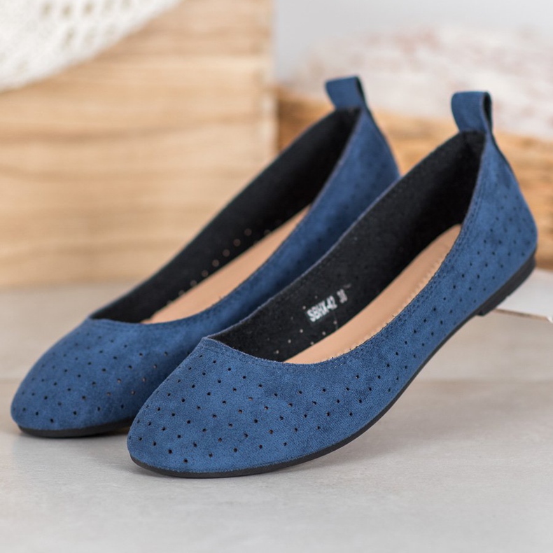 SHELOVET Durchbrochene Ballerinas blau 1