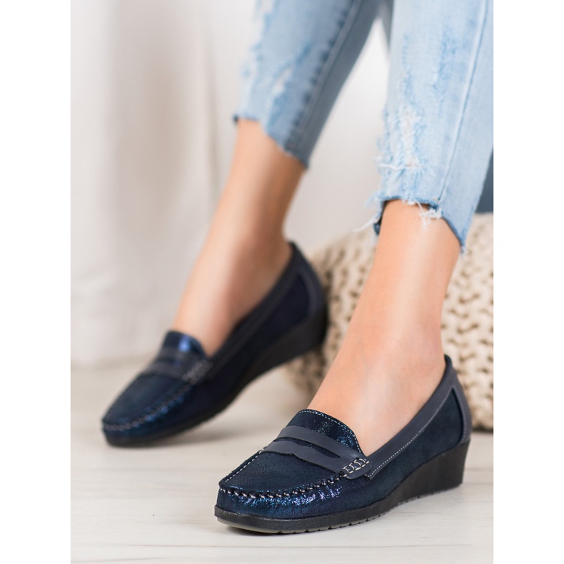 Comer Stylische Loafer auf der Plattform marineblau blau 1