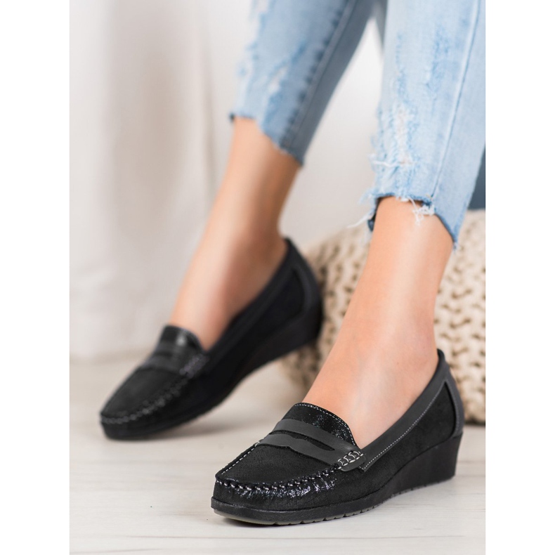 Comer Stylische Loafer auf der Plattform schwarz 2