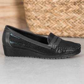 Comer Stylische Loafer auf der Plattform schwarz 1