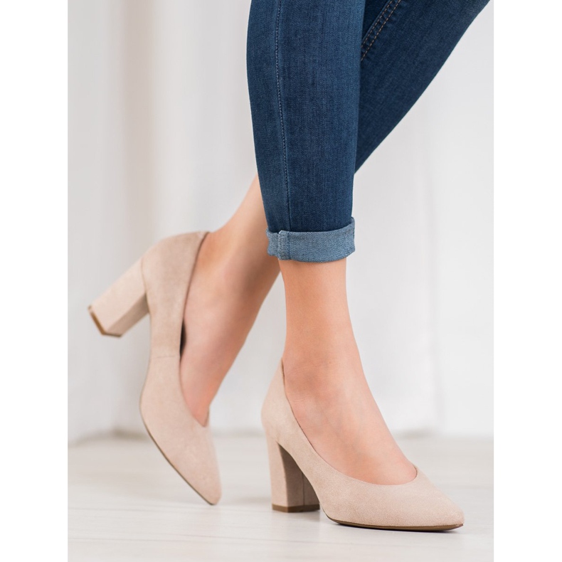 W. Potocki Pumps mit Glitzer beige golden 1