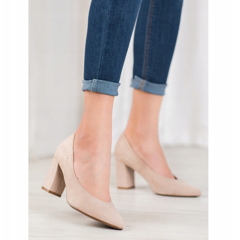 W. Potocki Pumps mit Glitzer beige golden 2