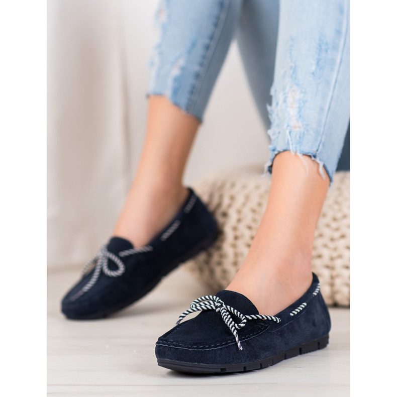 Filippo Loafer aus Leder mit gestreifter Schleife blau 1
