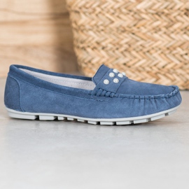 Filippo Leder-Loafer mit Perlen blau 2