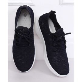 BB76 Marineblaue Sportschuhe gelb 2
