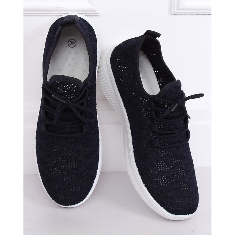BB76 Marineblaue Sportschuhe gelb 2