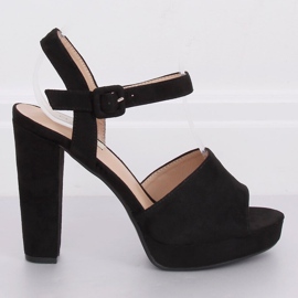 Schwarze Sandalen mit hohem Absatz 9R16 Schwarz 1