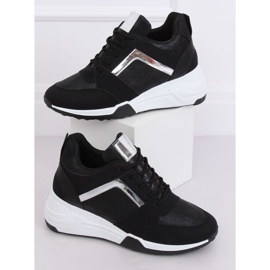 Schwarze Sneakers mit Keilabsatz YL-33 Schwarz gelb 1