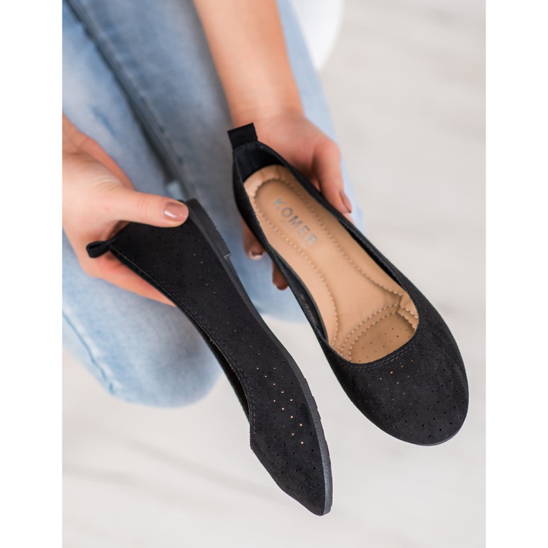 SHELOVET Durchbrochene Ballerinas schwarz 2