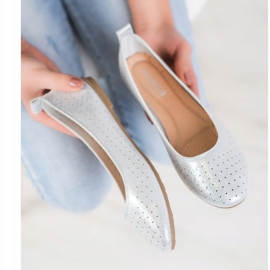SHELOVET Durchbrochene Ballerinas silber- 1