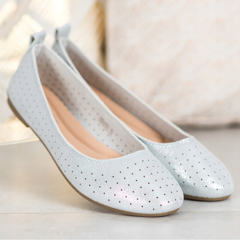 SHELOVET Durchbrochene Ballerinas silber- 2