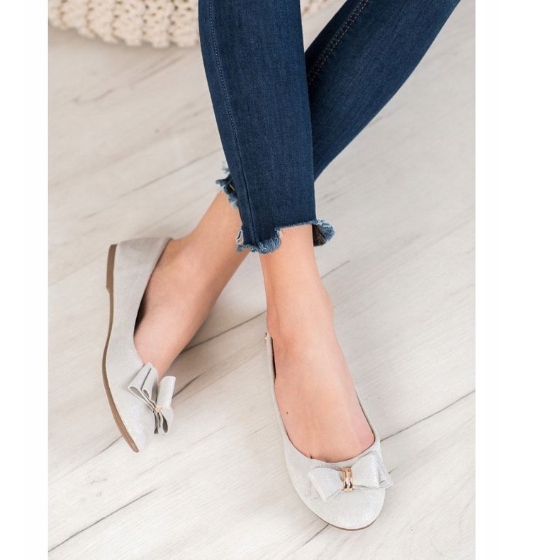 Elegante Ballerinas mit VINCEZA-Schleife grau 2