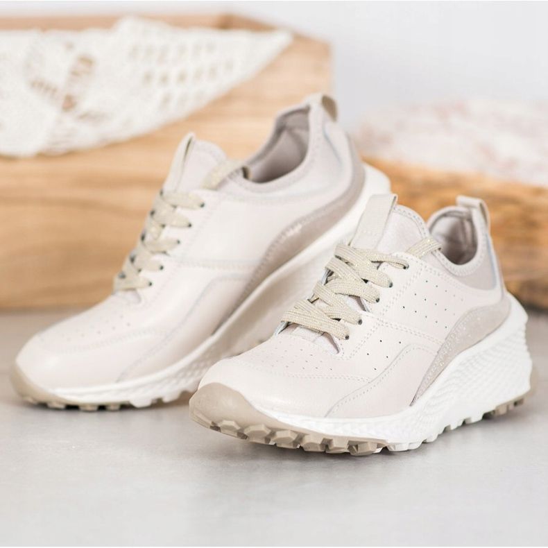 Goodin Beige Leder Sneakers 1