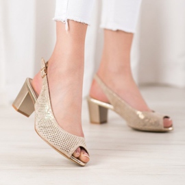 Goodin Durchbrochene High Heels gelb 2