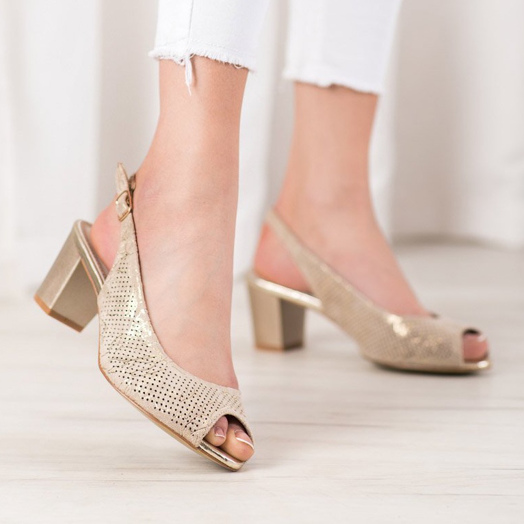 Goodin Durchbrochene High Heels gelb 2