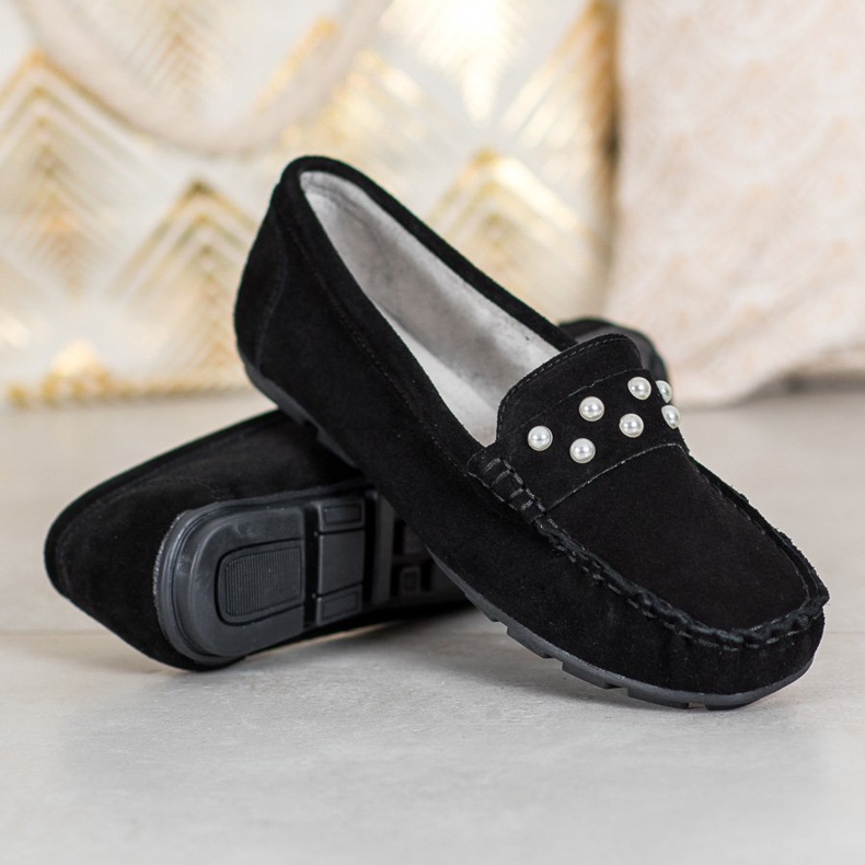 Filippo Leder-Loafer mit Perlen schwarz 1