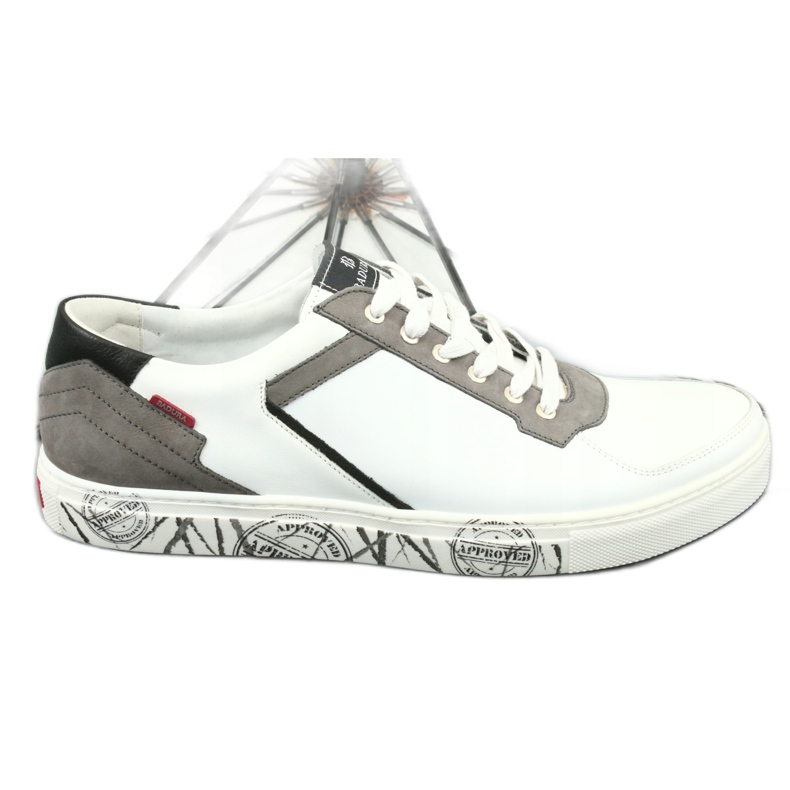 Sportschuhe aus Leder Badura 3361 weiß schwarz grau 3