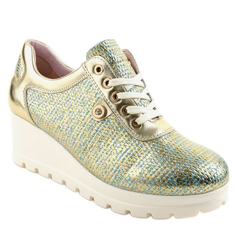 Goldene Trendy Keil Turnschuhe JFL663-5 1