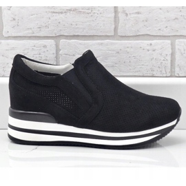 Schwarze Sneakers mit durchbrochenen Keilabsätzen RQ259 2