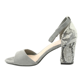 Sergio Leone Frauensandalen auf dem Post -Tiermuster SK873 Grau 4