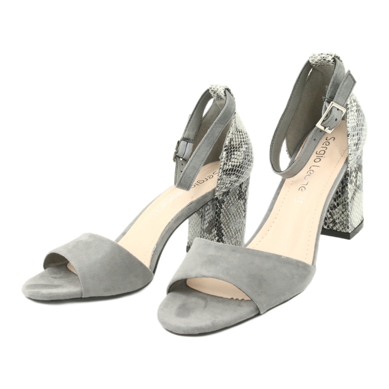 Sergio Leone Frauensandalen auf dem Post -Tiermuster SK873 Grau 5