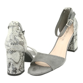 Sergio Leone Frauensandalen auf dem Post -Tiermuster SK873 Grau 6