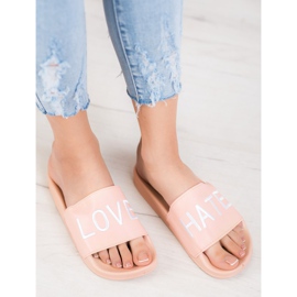 Small Swan LOVE &amp; HATE Hausschuhe aus Öko-Leder rosa 1