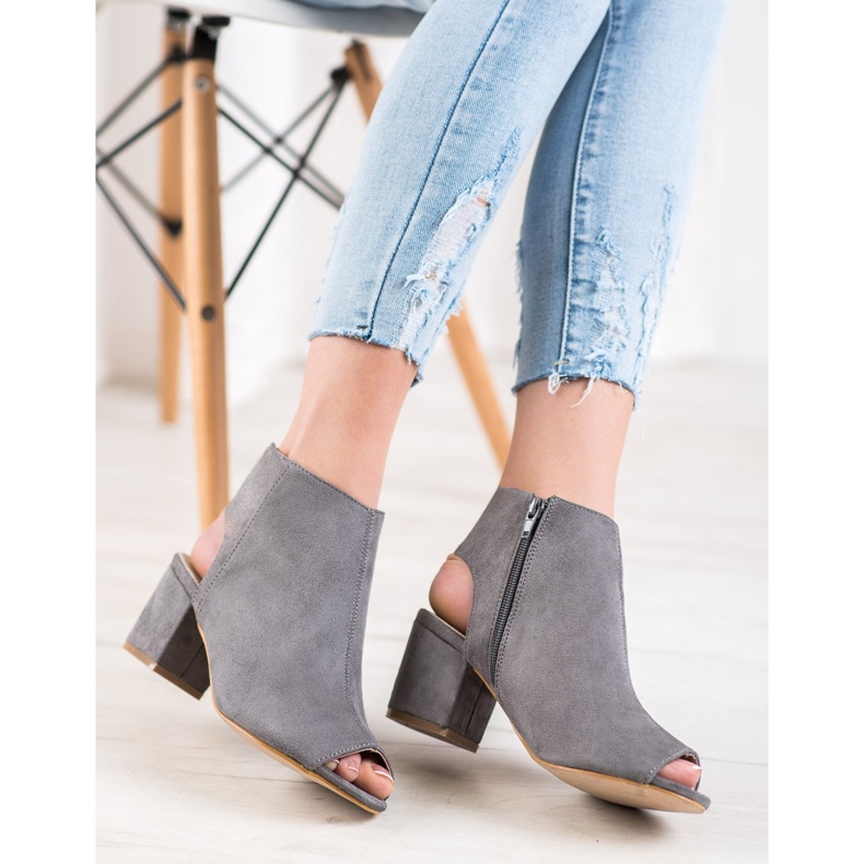 Filippo Graue Stiefel mit offener Zehenpartie 1