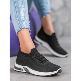 SHELOVET Schwarze Textilschuhe auf der Plattform 1