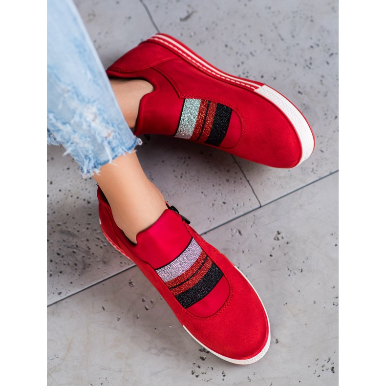 Ideal Shoes Slip-on-Sneaker mit Reißverschluss rot 1