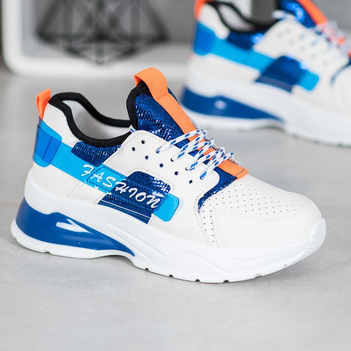 SHELOVET Weiße Mode-Turnschuhe blau 1