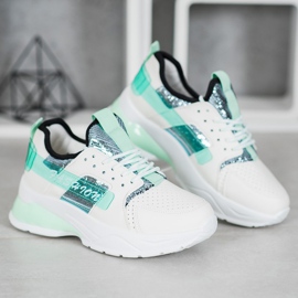 SHELOVET Weiße Mode-Turnschuhe grün 1