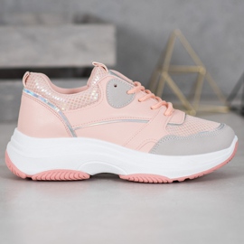 Ideal Shoes Lässige Plateau-Sneakers rosa 1