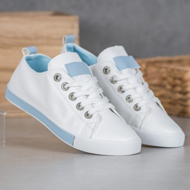 SHELOVET Sneakers mit blauen Einsätzen weiß 2