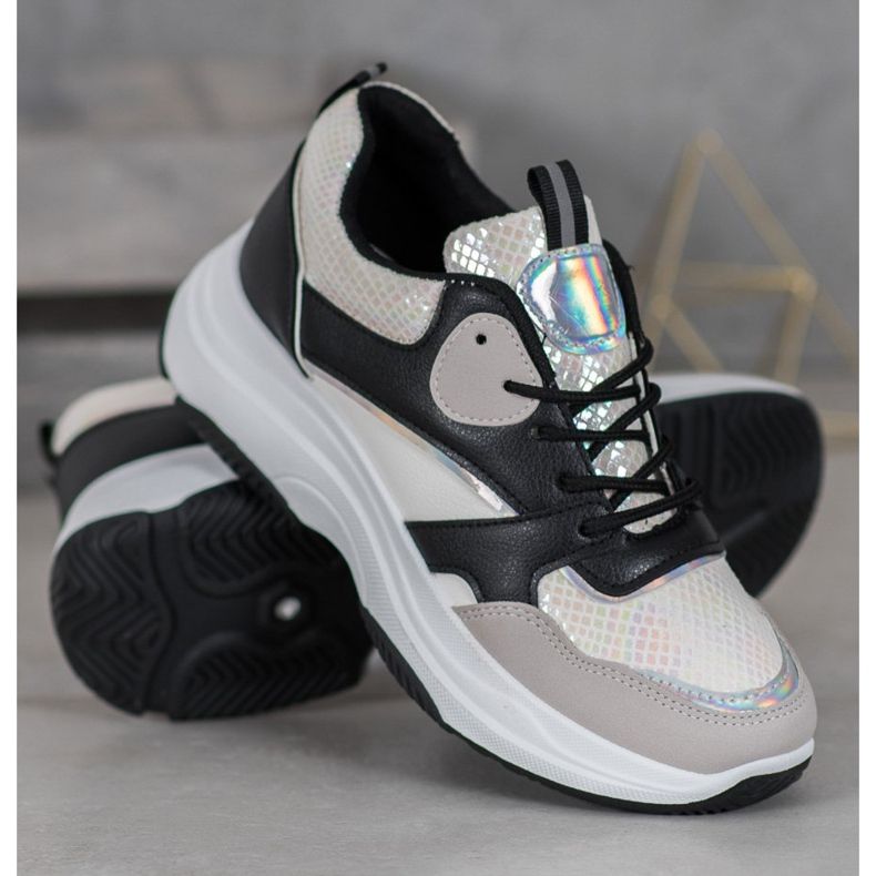 Ideal Shoes Lässige Plateau-Sneakers schwarz mehrfarbig gelb 2