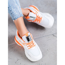 Ideal Shoes Sneakers mit orangefarbenen Einsätzen weiß mehrfarbig 1