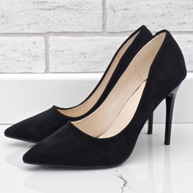 Schwarze klassische YJS82188 Absätze aus Öko-Wildleder 2