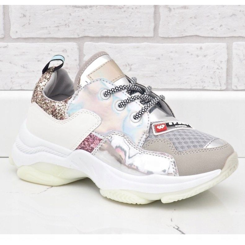 Silberne stylische Sportschuhe B0-206 grau mehrfarbig 1