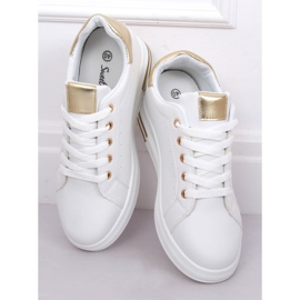 Weiße Damen Sneakers L8035 Gold 1