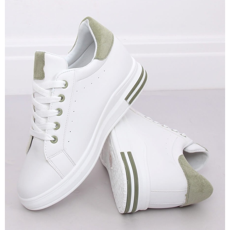 Weiße Damen Sneakers L8035 Grün 2