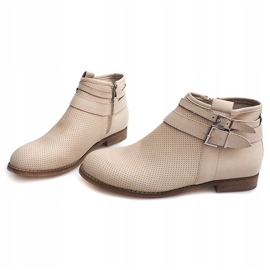 Durchbrochene Stiefel mit Reißverschluss H208 Beige 1