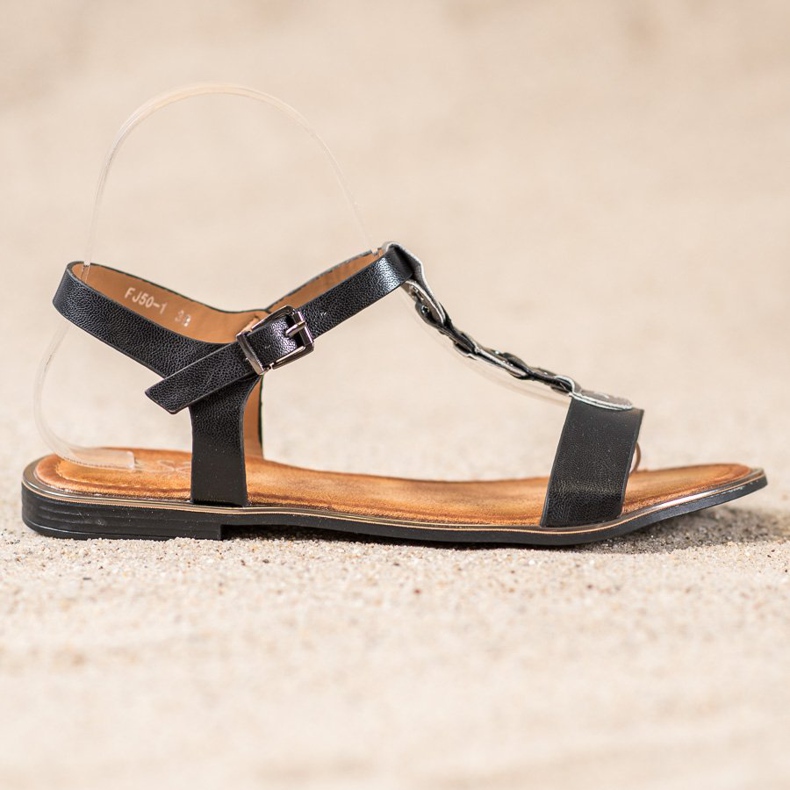 Small Swan Bequeme schwarze Sandalen 2