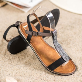 Small Swan Klassische Sandalen mit Öko-Leder schwarz 2