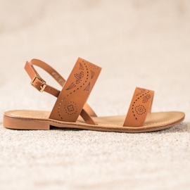 Small Swan Sandalen mit durchbrochenem Muster braun 2