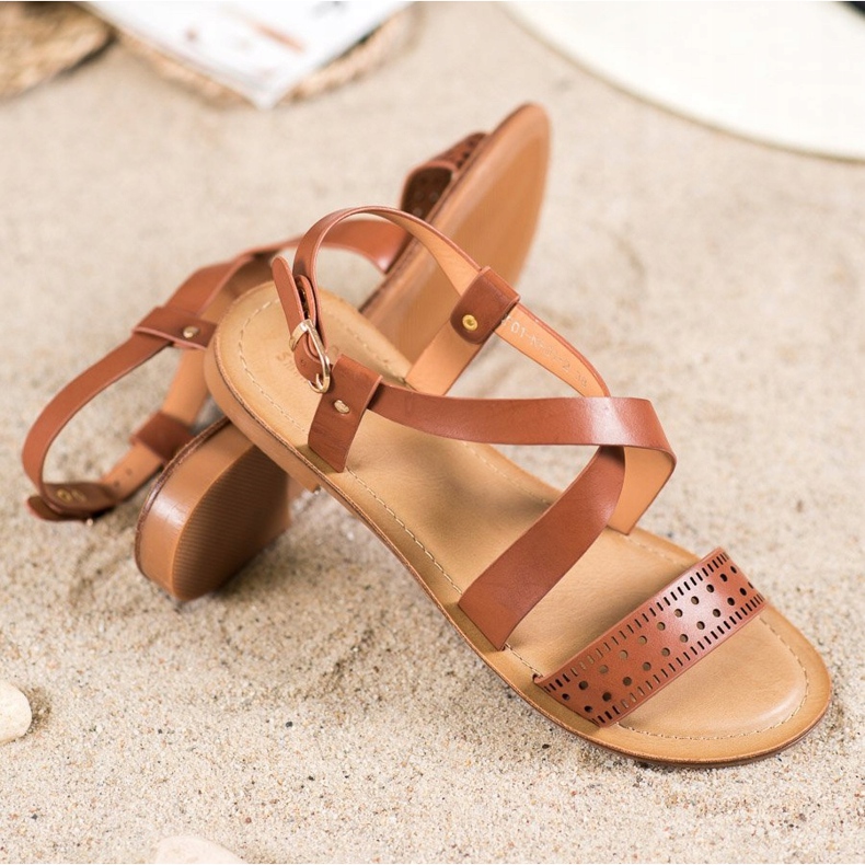 Small Swan Braune Sandalen mit Öko-Leder 1